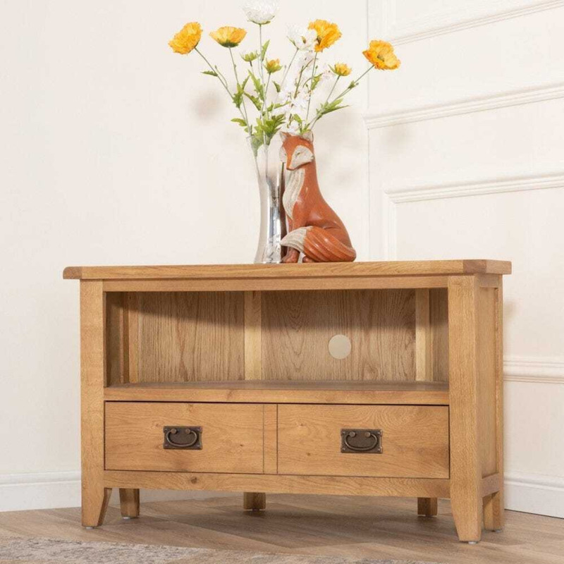 Rustic Oak Corner TV Unit by Chiltern Oak Furniture