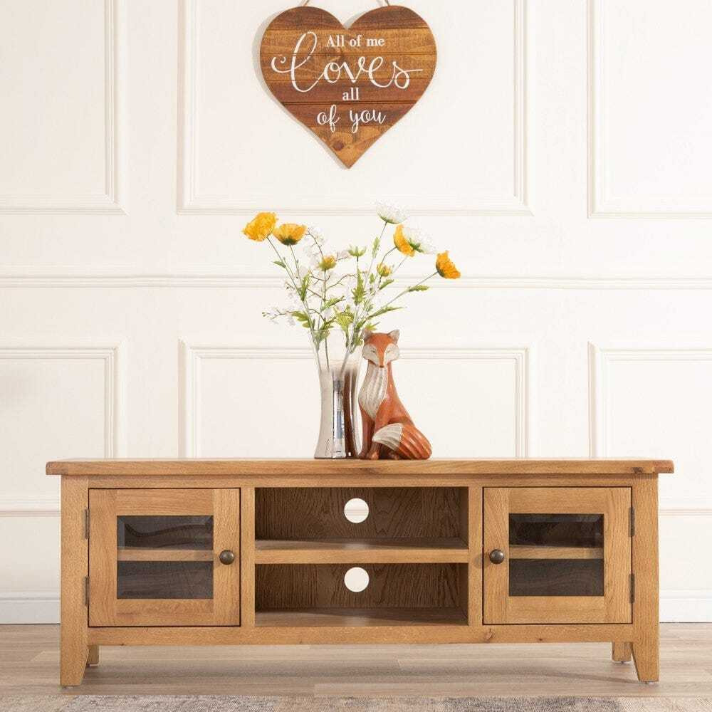 Rustic Oak Large TV Unit by Chiltern Oak Furniture