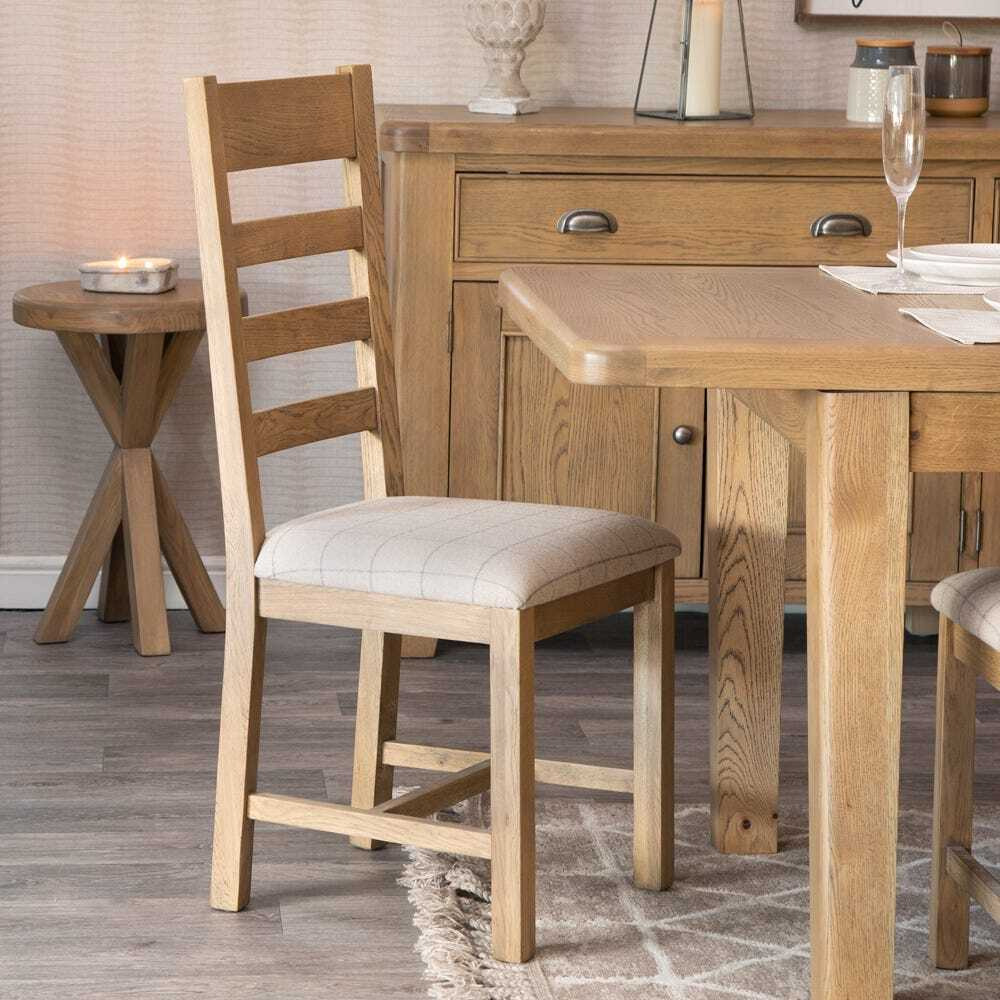 Wessex Smoked Oak Ladder Back Dining Chair With Natural Check Seat by ...