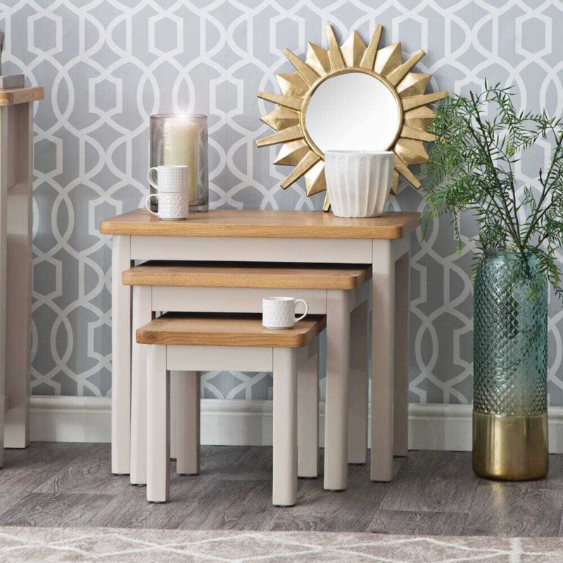 Rutland Painted Oak Nest of 3 Tables by Chiltern Oak Furniture