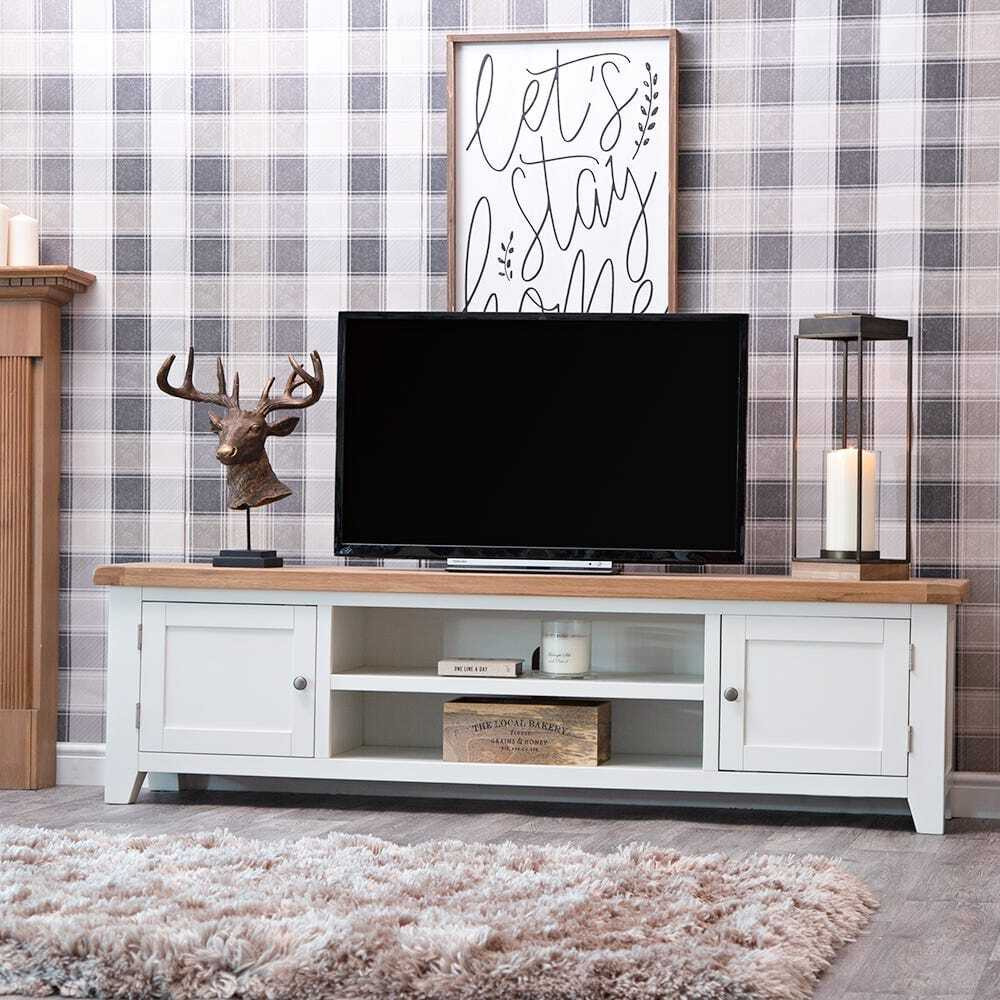 Hampshire White Painted Oak Extra Large TV Unit by Chiltern Oak — free download