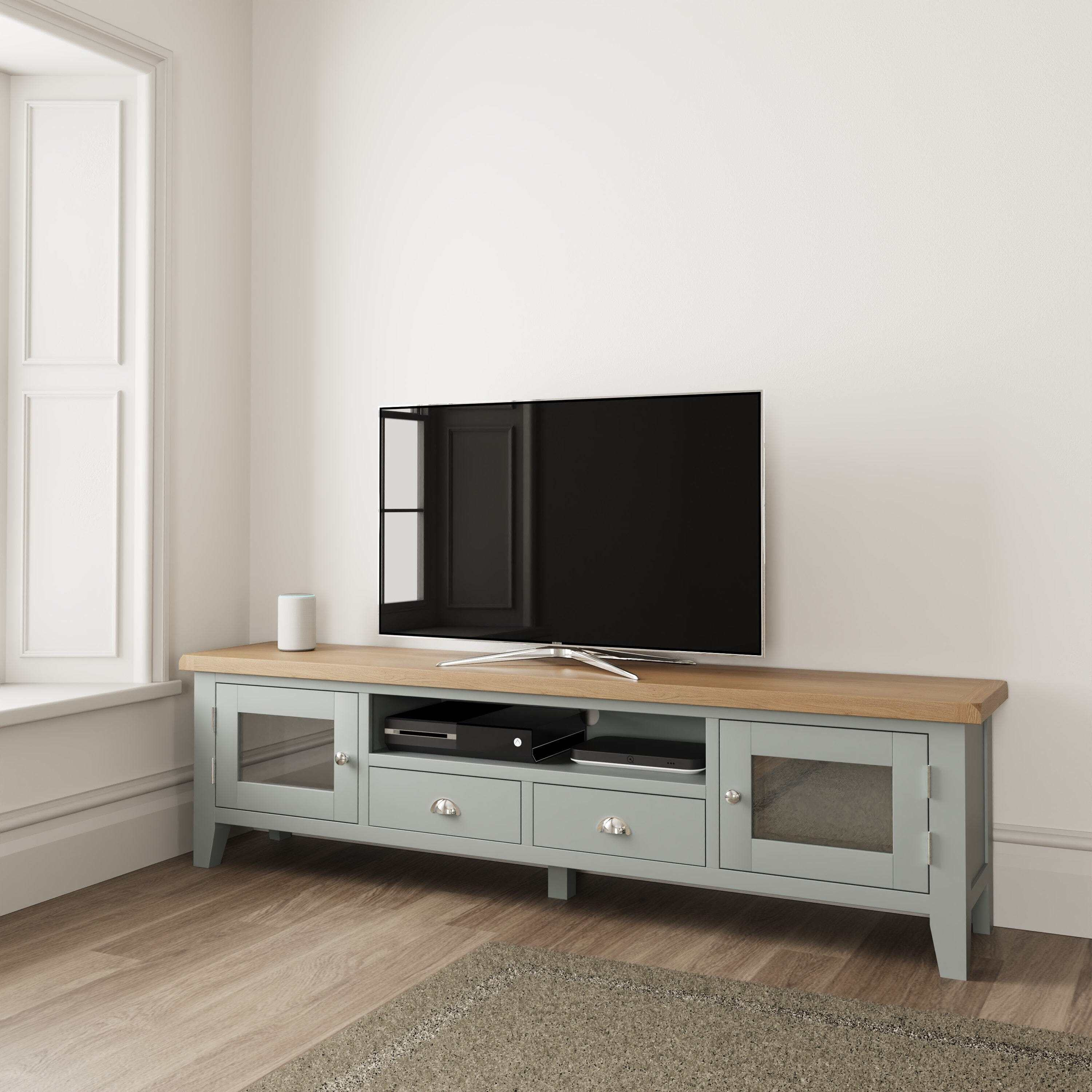 Suffolk Grey Painted Oak Extra Large TV Unit by Chiltern Oak Furniture