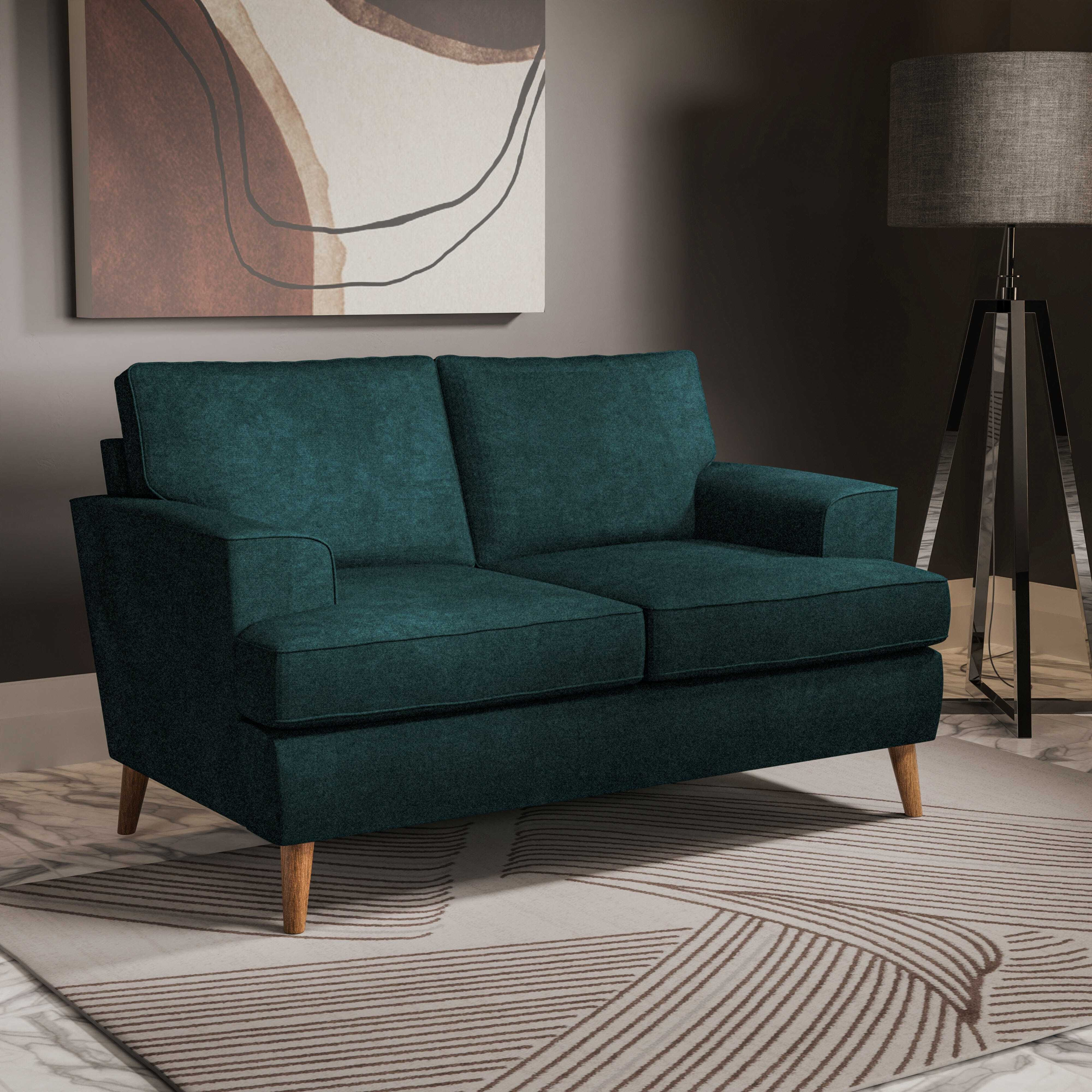 Stockholm 2 Seater Sofa Teal Fabric by Chiltern Oak Furniture