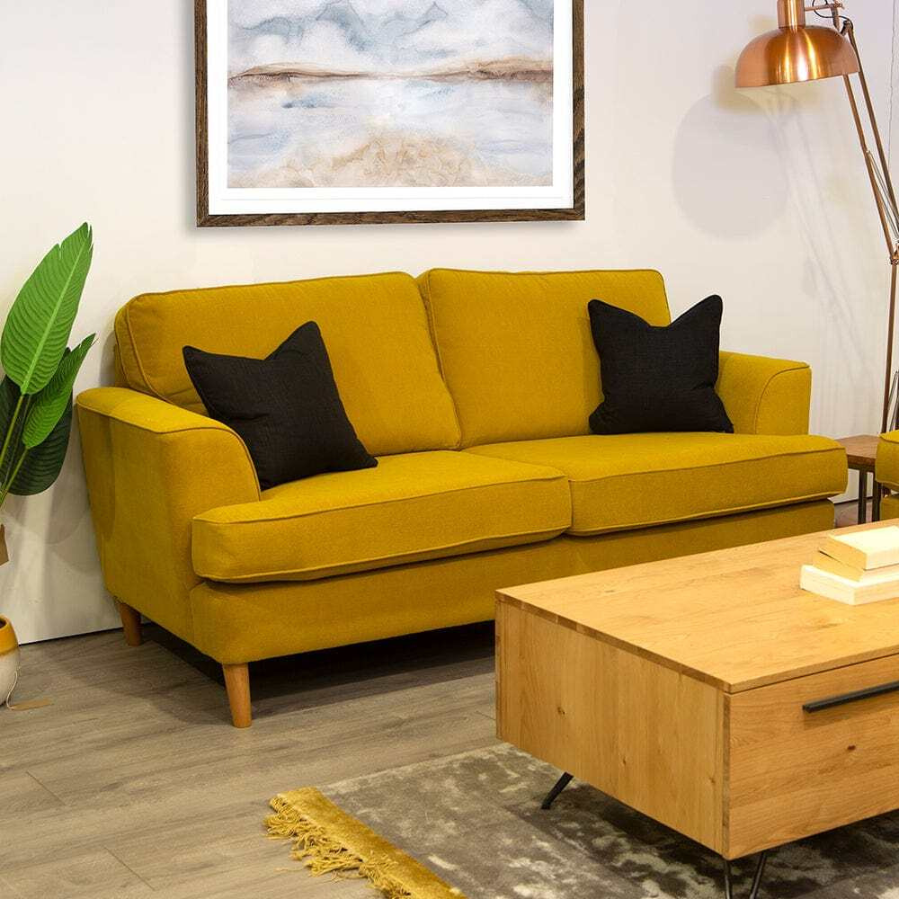 Stockholm 2 Seater Sofa Cozy Ochre Fabric by Chiltern Oak Furniture