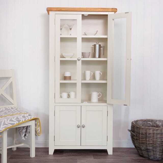 Hampshire Ivory Painted Oak Glass Display Cabinet by Chiltern Oak ...