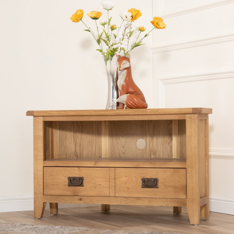 Rustic Oak Corner TV Unit by Chiltern Oak Furniture