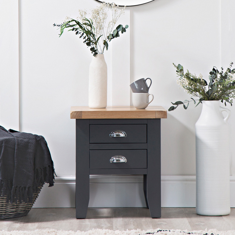 Suffolk Midnight Grey Painted Oak Lamp Table by Chiltern Oak Furniture
