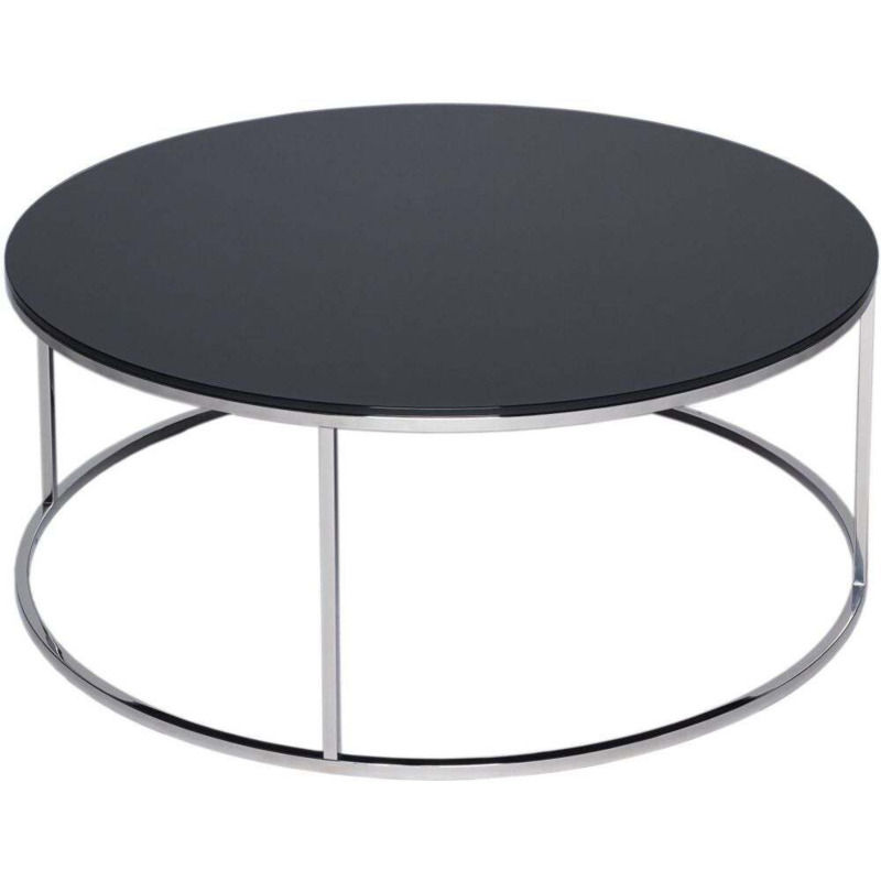 Gillmore Space Kensal Black Glass and Stainless Steel Round Coffee