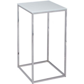 Westminster White Glass and Stainless Steel Square Lamp Stand