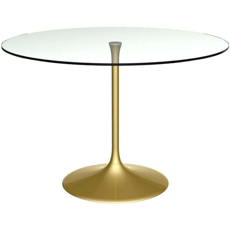 Gillmore Space Swan Clear Glass Top 110cm Round Large Dining Table with