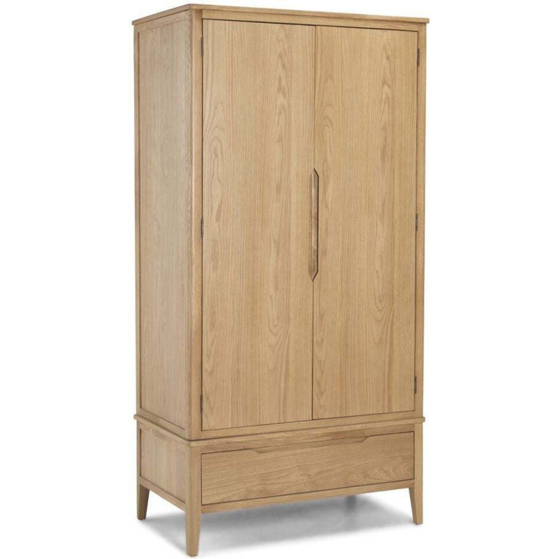 Bresca Scandi Style Oak Double Wardrobe, 2 Doors with 1 Bottom Storage