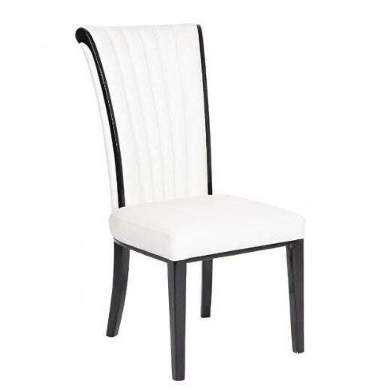Cadiz White Faux Leather Dining Chair Polished Black Legs & Side Trims by Choice Furniture