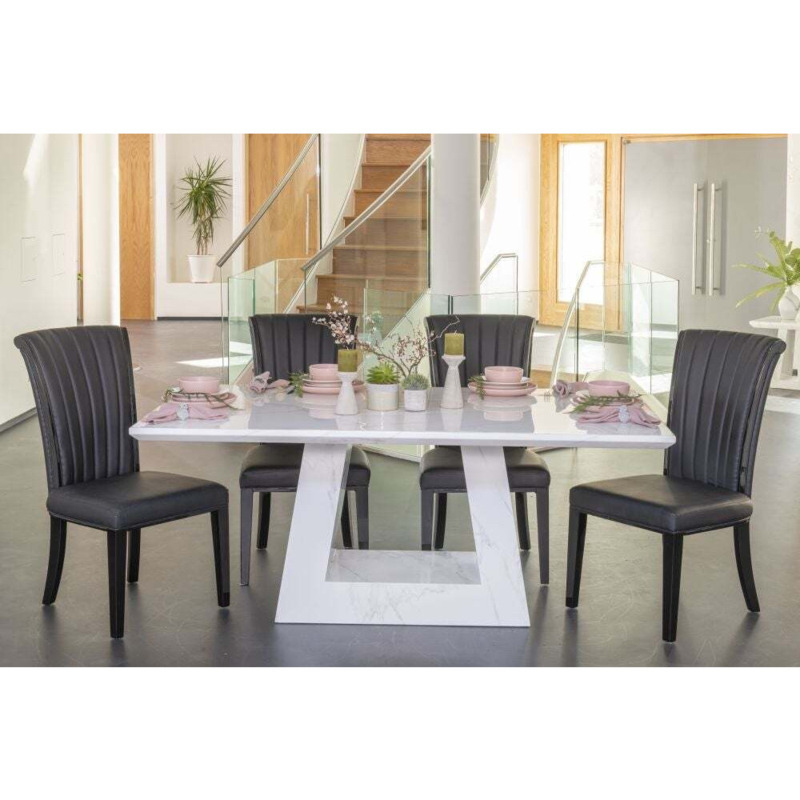 Milan Marble Dining Table Set for 6 to 8 Diners 180cm Rectangular White