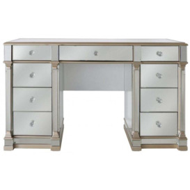 Killona Champagne Gold Mirrored Double Pedestal Dressing Table