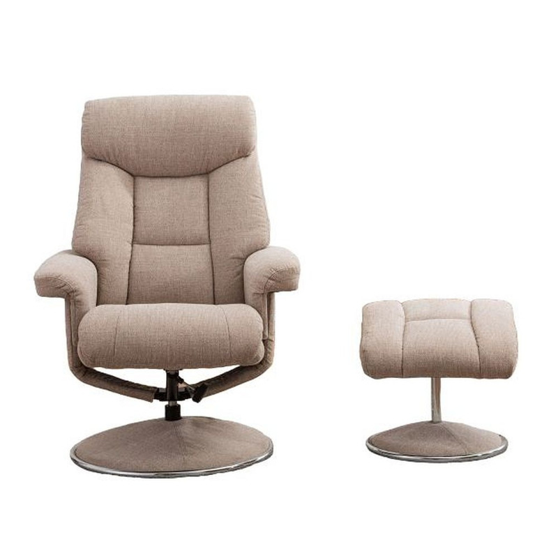 GFA Biarritz Swivel Recliner Chair with Footstool Lisbon Wheat Fabric
