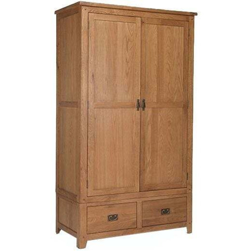 Cherington Rustic Oak Double Wardrobe, 2 Doors with 2 Bottom Storage
