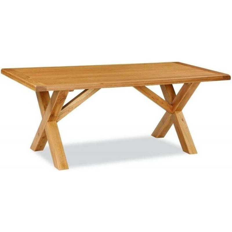Addison Natural Oak Cross Leg Dining Table, 190cm Rectangular Top