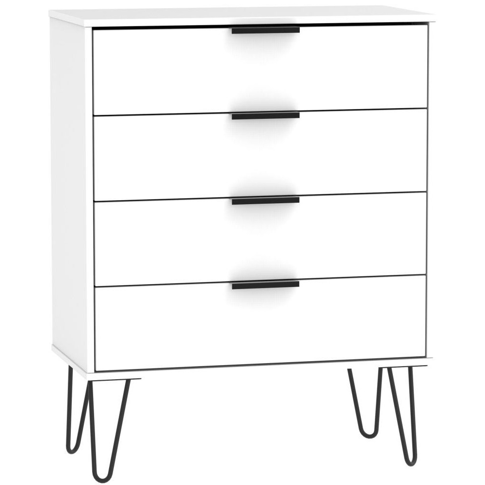 Hong Kong 4 Drawer Chest with Hairpin Legs White by Choice Furniture