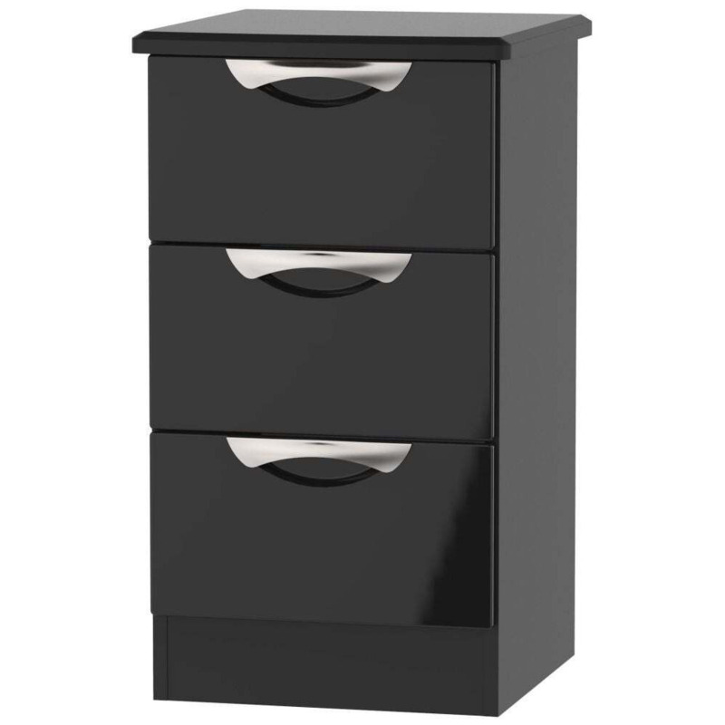 Camden High Gloss Black 3 Drawer Bedside by Choice Furniture
