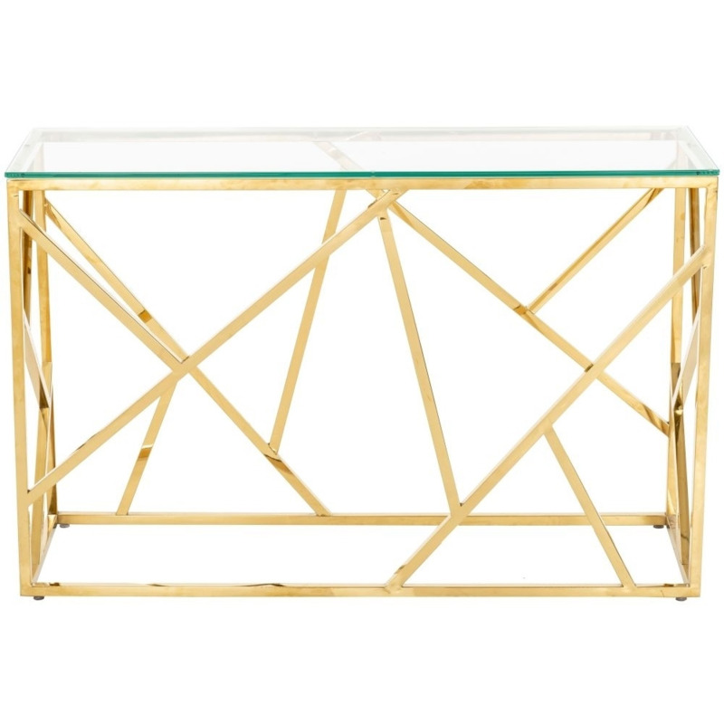 Clearance Urban Deco Maze Glass and Gold Console Table by Choice