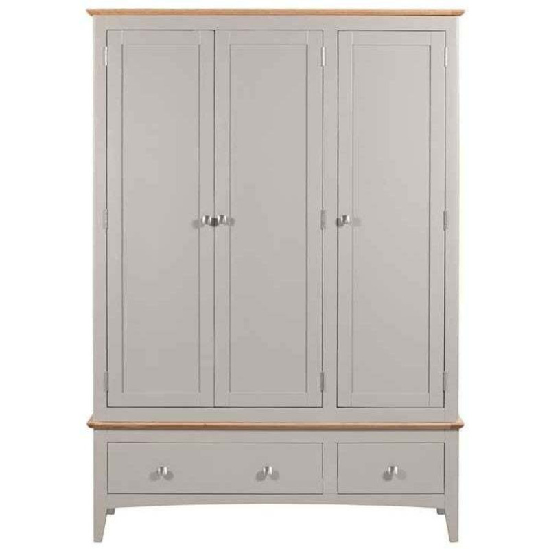 Lowell Grey and Oak Triple Wardrobe, 3 Doors with 2 Bottom Storage