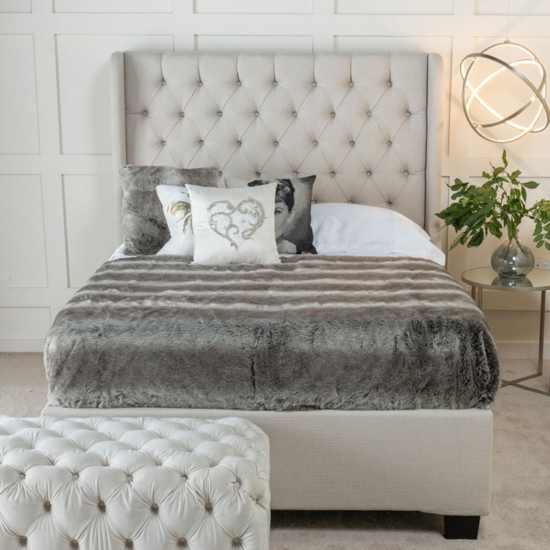 Duchess Oatmeal Velvet Fabric 5ft King Size Ottoman Storage Bed by Choice Furniture Superstore