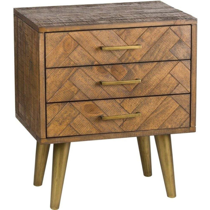 Hill Interiors Havana Bedside Table Rustic Pine with Antique Gold