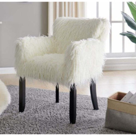 Heavy Shag White Faux Sheepskin Fur Tub Chair