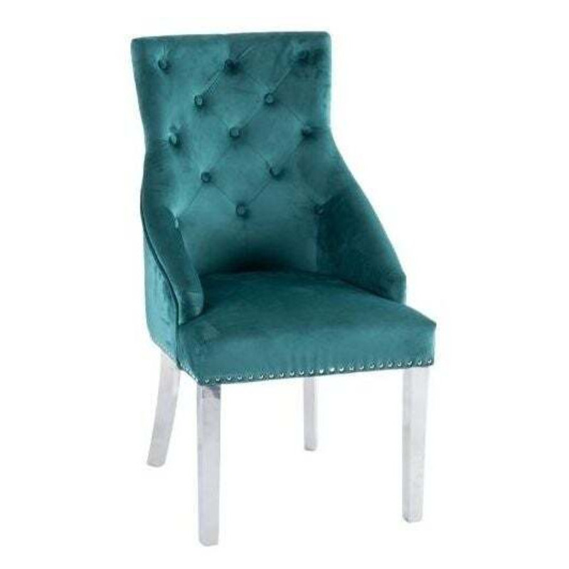 New Scoop Velvet Dining Chair Stud With or Without Lion Knocker Royal Blue Green 