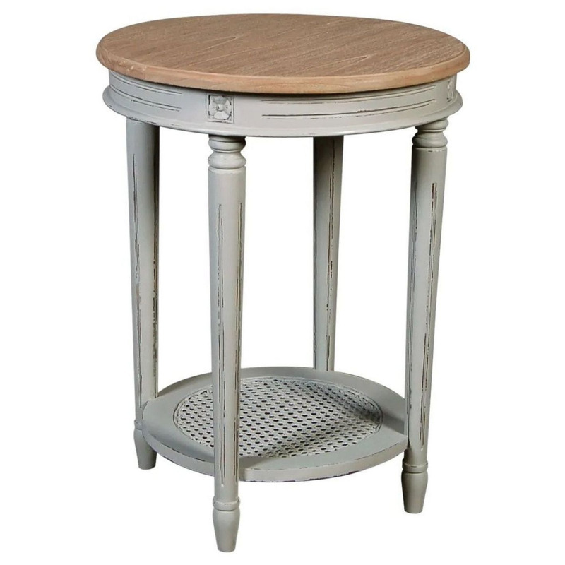 Valerie French Distressed Stone Grey Round Side Table by Choice