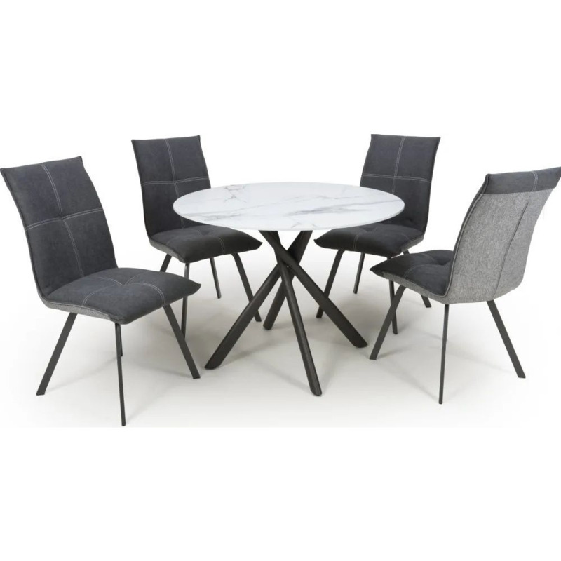 Avesta Marble Effect Round Dining Table and 4 Ariel Chairs by Choice