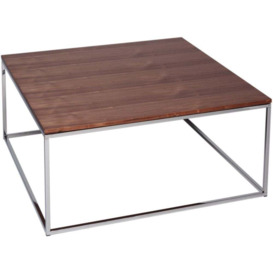 Kensal Walnut and Stainless Steel Square Coffee Table