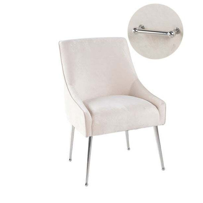 Giovanni Champagne Dining Chair, Velvet Fabric Upholstered with Back