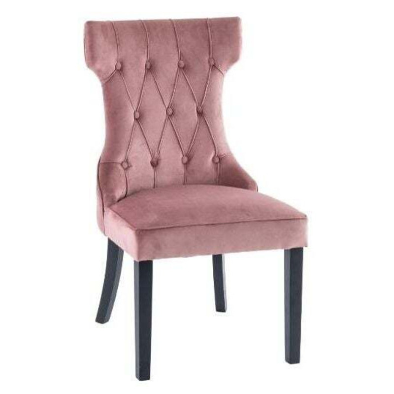 Courtney Pink Dining Chair, Tufted Velvet Fabric Upholstered with Black Wooden Legs by Choice