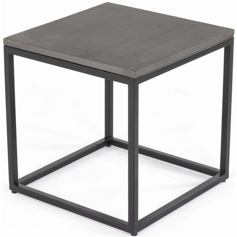 Odom Faux Concrete Top Side Table Black Metal Base by Choice