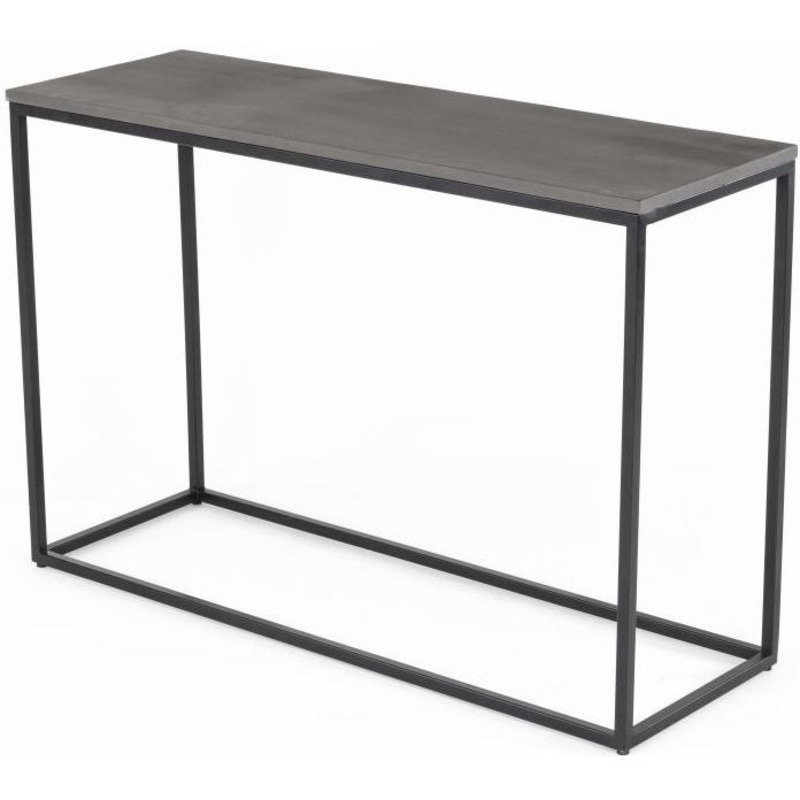 Clearance Odom Grey Concrete Console Table with Black Metal Base by