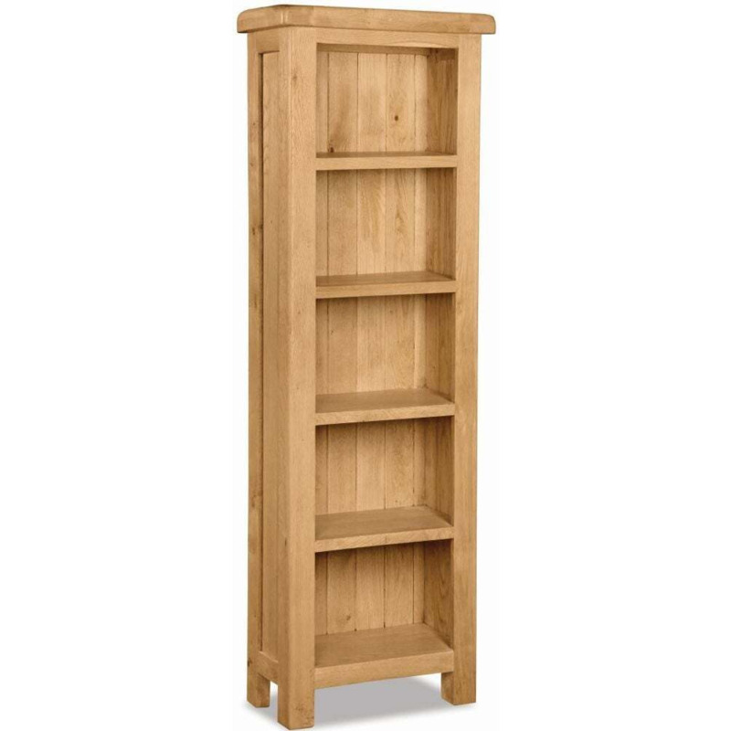 Addison Natural Oak Slim Bookcase, 180cm Tall Narrow Bookshelf with 4