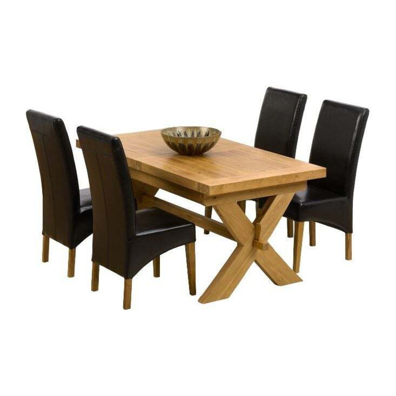 Aurora Oak Extending Dining Table and 4 Elizabeth Brown Chairs by Choice Furniture Superstore
