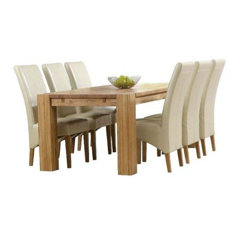 Victoria Oak Extending Dining Table and 4 Elizabeth Cream Chairs by