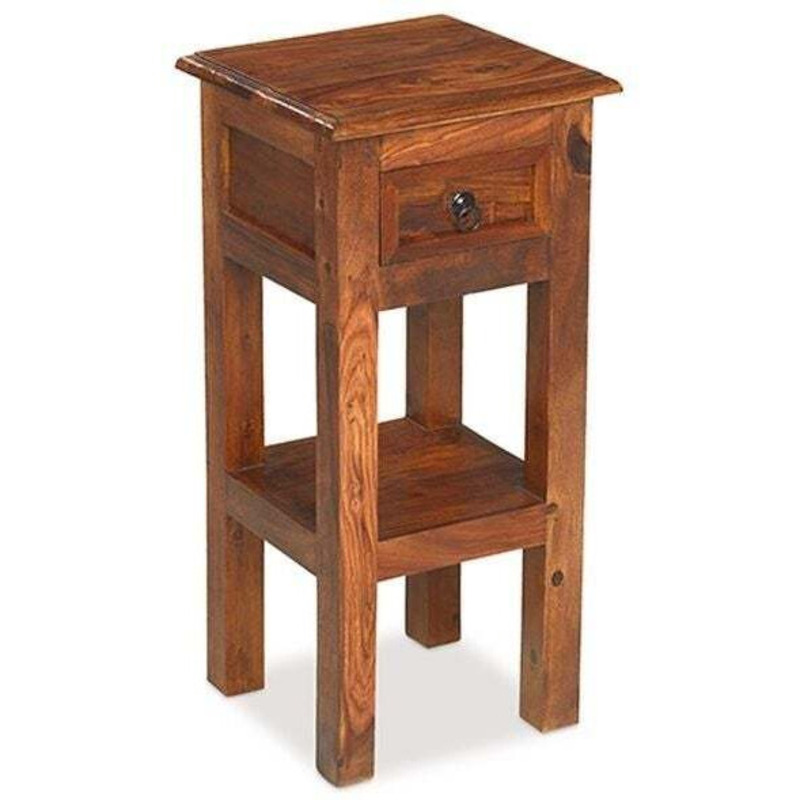 Indian Sheesham Solid Wood Narrow Telephone Table with Bottom Shelf by