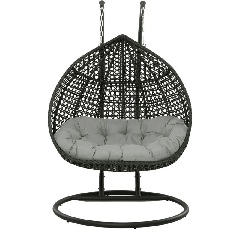 Maze Flat Weave Rose Grey Rattan Hanging Chair by Choice Furniture