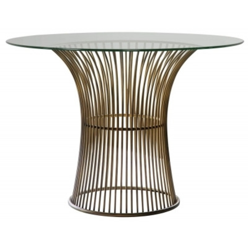 Blaine Bronze and Glass Round Pedestal Dining Table 4 Seater by