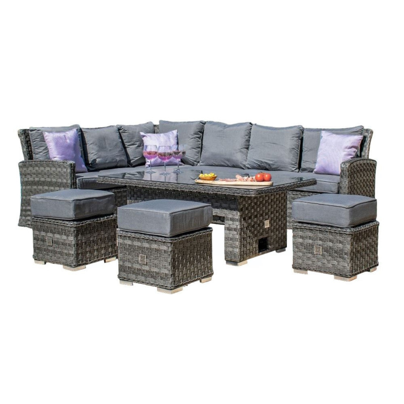 Maze Victoria Rectangular Rattan Corner Dining Set with Rising Table by