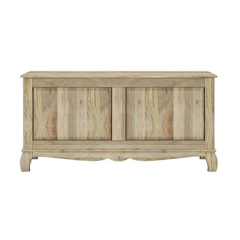 Fleur French Style Blanket Box, Washed Rustic Grey Solid Mango Wood by