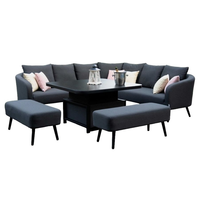 Curated visual reference: Gallery Detail: Maze Lounge Outdoor Ambition Charcoal Fabric Square Corner Dining Set
