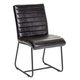 Brooks Genuine Leather Dining Side Chair - Black