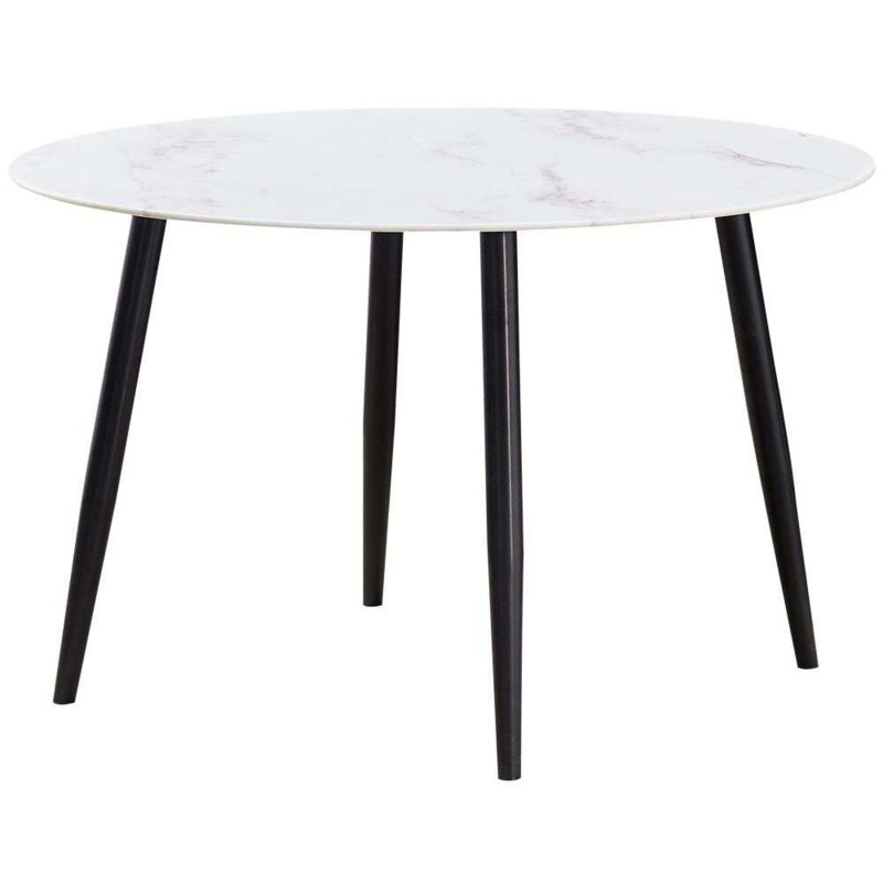 Venezia White and Grey Marble Effect Glass Top 4 Seater Round Dining