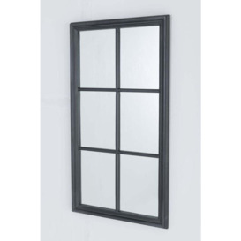 Matt Black Rectangular Window Style Wall Mirror - 70cm x 125cm