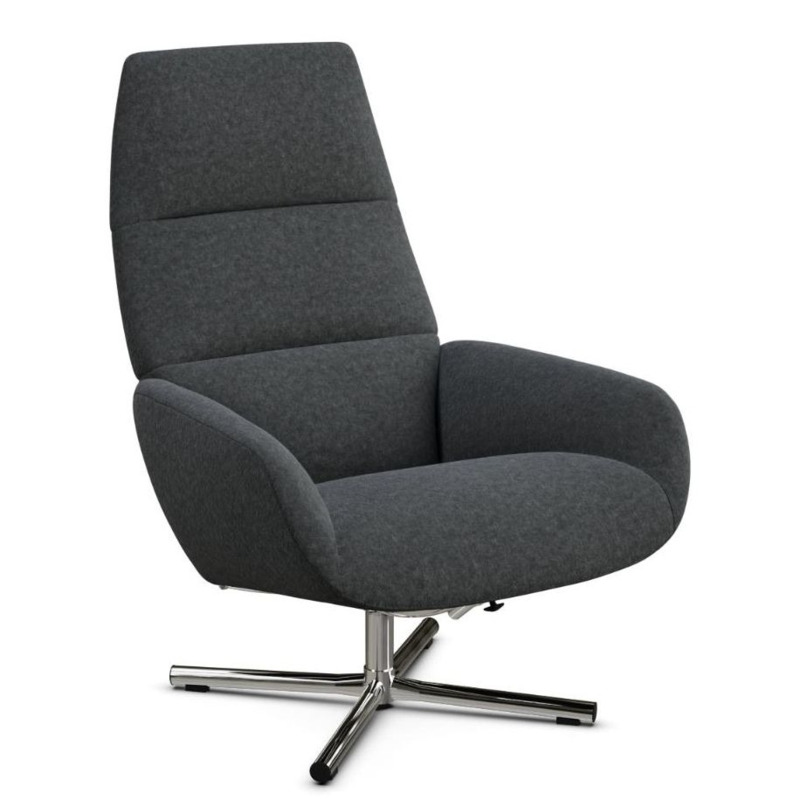 Ergo Flannel Steel Grey Fabric Swivel Recliner Chair by Choice