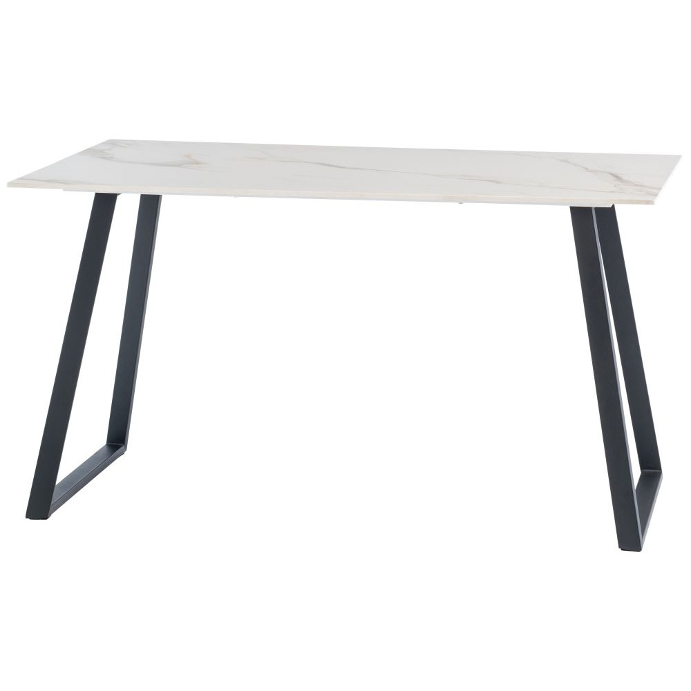 Massimo Kass Marble Effect 140cm Dining Table with Black Powder Coated